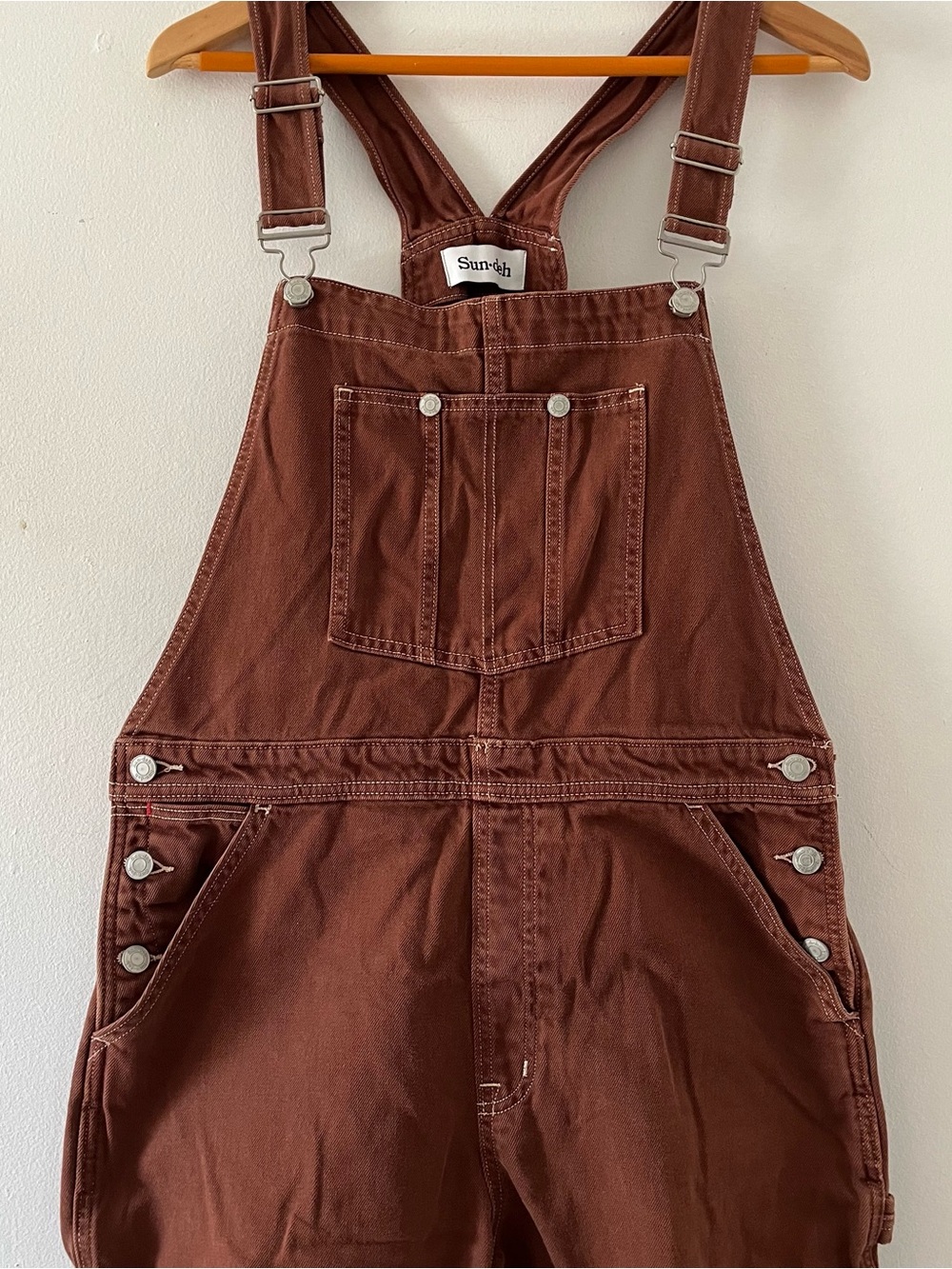 Aritzia Sun-Deh Rust Brown Overall Dungarees Overalls Size Large Excellent Comfy